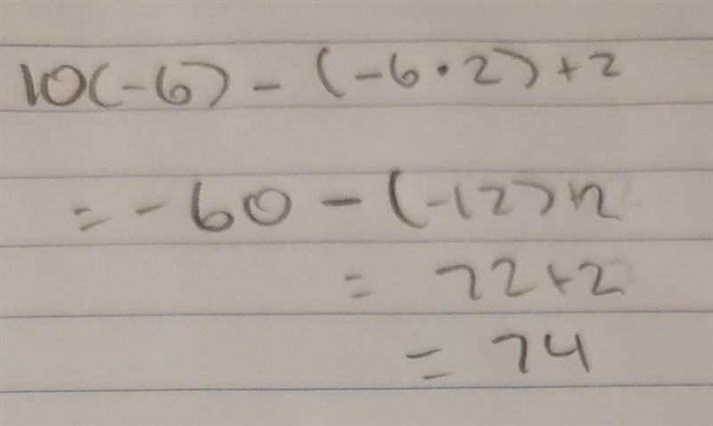 10c - cd + d (if c= -6 and d = 2)-example-1