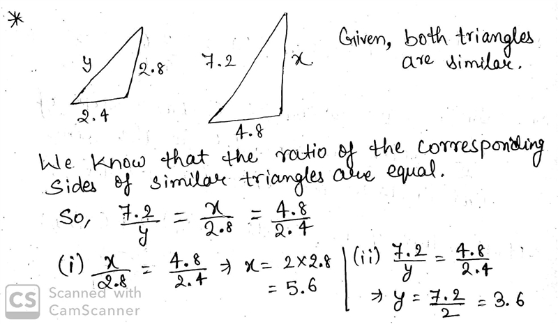 The two triangles below are similar. Find the missing sides-example-1