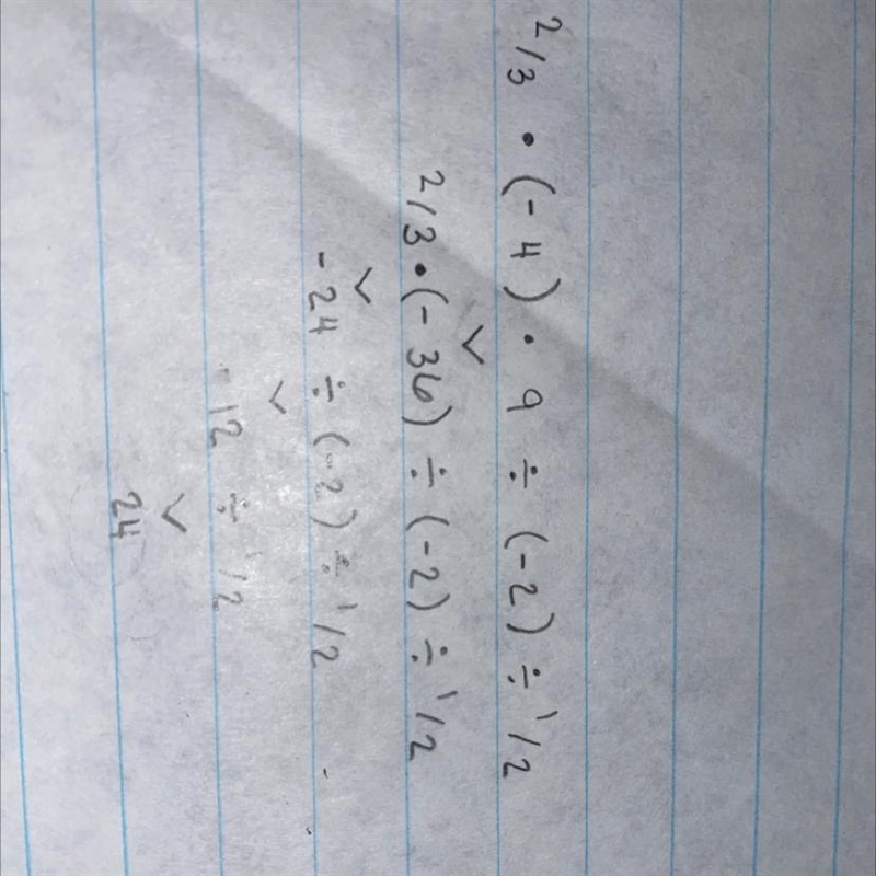 Evaluate 2/3 times -4 times 9 divided by -2 divided by 1/2-example-1