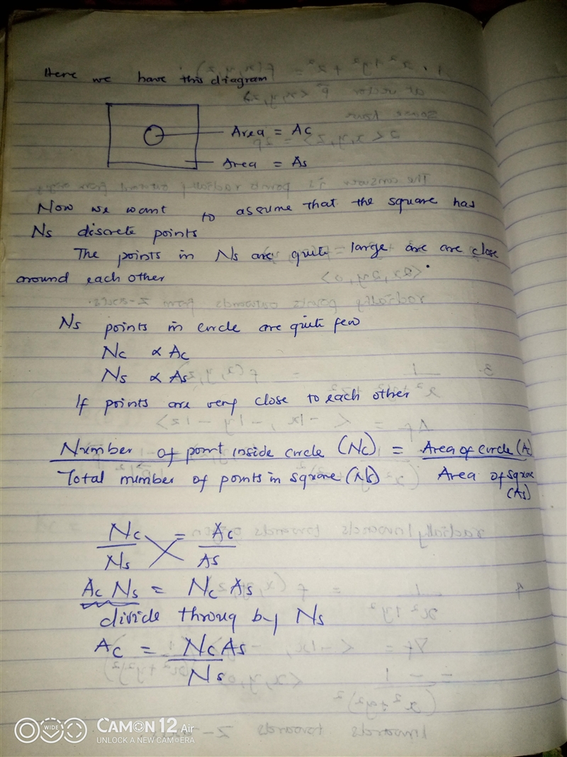 An application of the Monte Carlo method to find the area Ac inside a circle uses-example-1