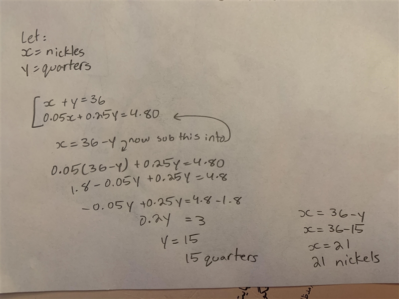 Kevin and Randy Muise have a jar containing 36 ​coins, all of which are either quarters-example-1