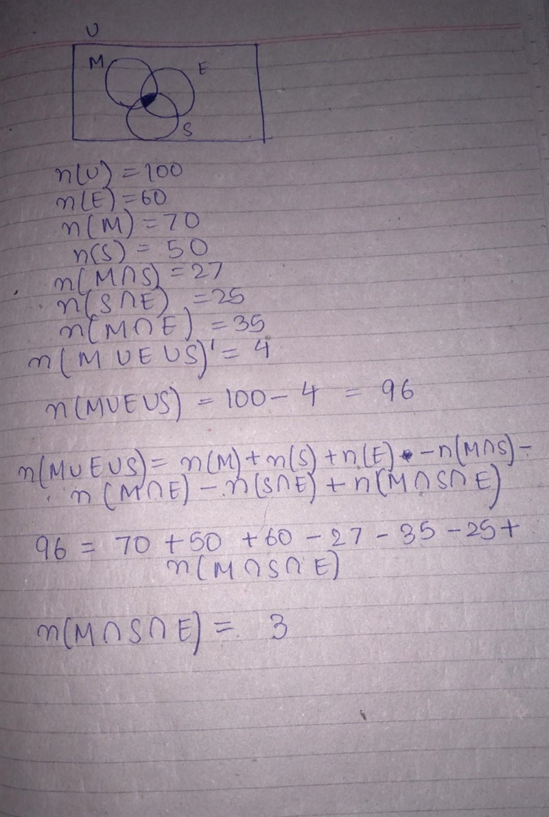 In a survey of 100 students it was found that 60 read economics , 70 read mathematics-example-1