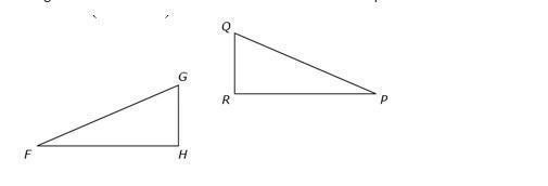 Triangles FGH and PQR are shown below. Which sequence of transformations on FGH could-example-1