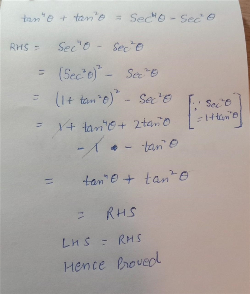 Prove that tan⁴O+ tan²O=sec⁴O-sec²O​-example-1