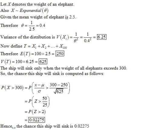 Suppose that the weight of one elephant, in tons, is approximately Exponential with-example-1