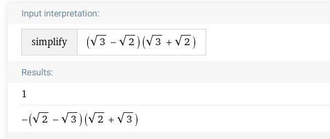 (√3-√2) (√3+√2) simplify this question​-example-1