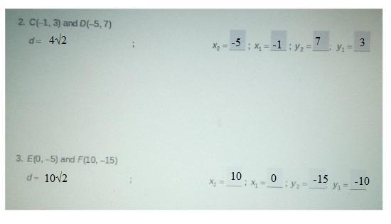 Find the distance between the points by filling in the steps. The first one is done-example-1