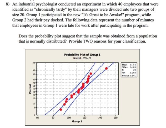 An industrial psychologist conducted an experiment in which 40 employees that were-example-1