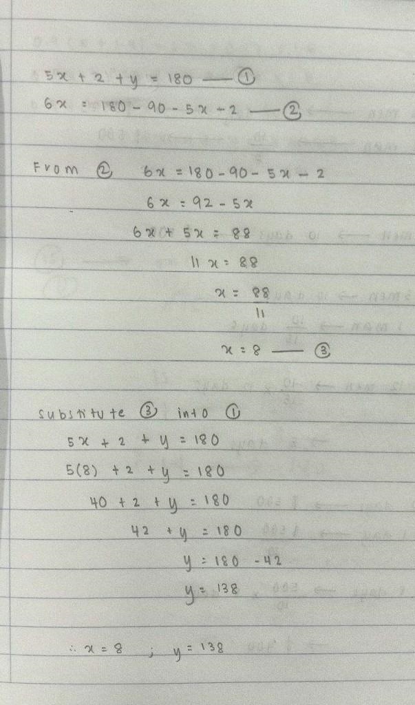 (5x + 2) 6x Solve for x and y X = y =-example-1