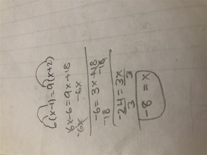 6(x-1)=9(x+2) what's the answer?-example-1