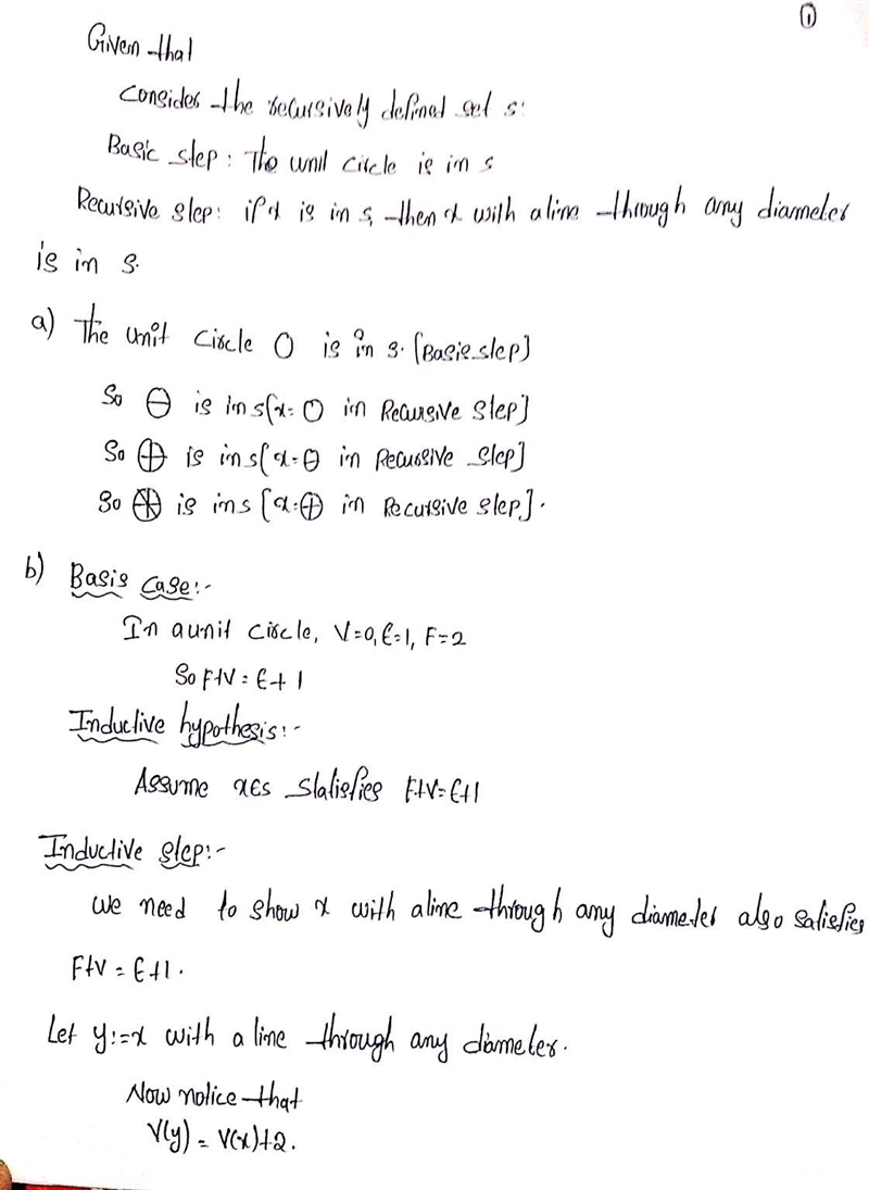 Consider the recursively defined set S: Basis Step: The unit circle is in S. Recursive-example-1