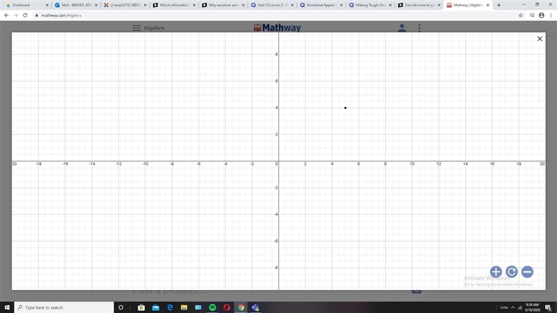 Describe how to graph point K at (5, 4) the steps-example-1