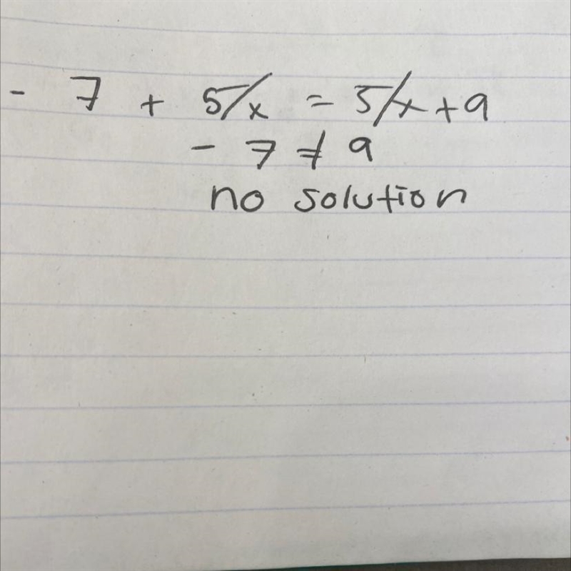 Can you help me with this problem? -7+5x=5x+9 Can you show in steps?​-example-1