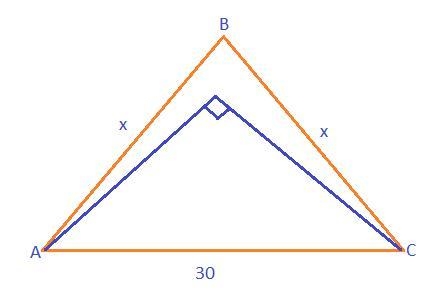 The longest side of an acute triangle measures 30 inches. The two remaining sides-example-1