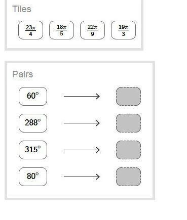 Drag the tiles to the correct boxes to complete the pairs. Match the angle measurements-example-1