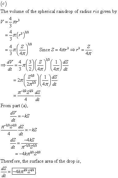 A spherical raindrop evaporates at a rate proportional to its surface area with (positive-example-3