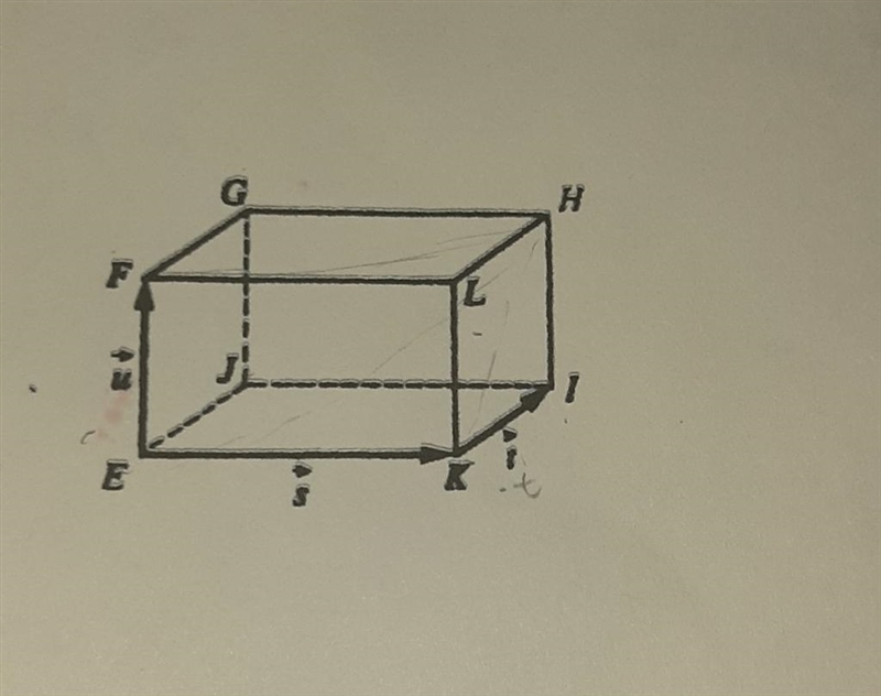 In the rectangular prism, express each of the following in terms of s, t, and u. Give-example-1