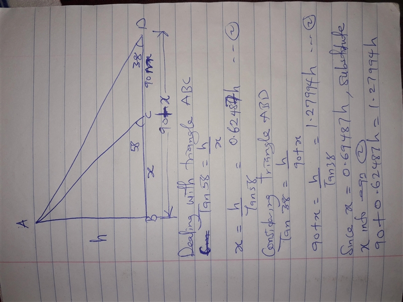 The length of the shadow of a pole on level ground increase 90m, when the angle of-example-1