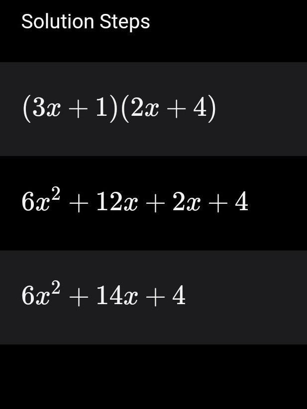 Expand and simplify (3x+1)(2x+4)-example-1