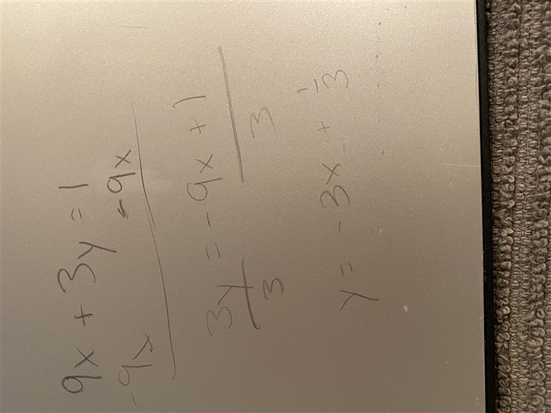 Whether the two lines parallel,Y=-3x+7 9x+3y=1-example-1