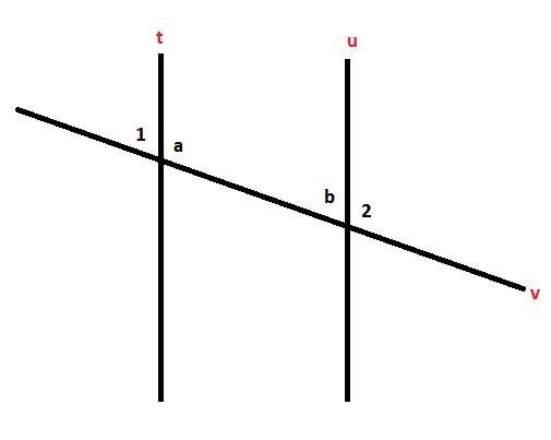 A. Draw a geometric diagram of this scenario using two parallel lines and one transversal-example-1