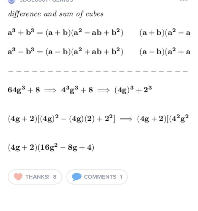 What is the factored form of 64g^3+8? ​-example-1