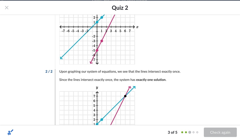 You can use the interactive graph below to find the answer. \begin{cases} y=x+1 \\\\ y-example-1