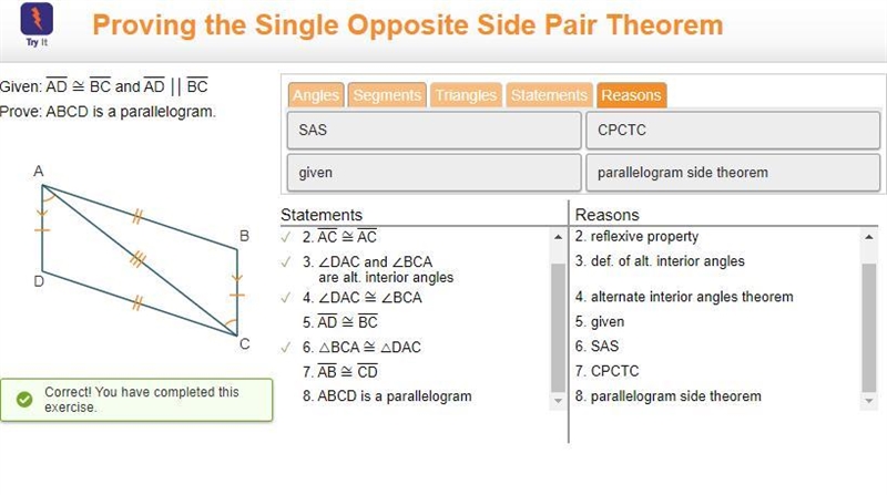 Proving the single opposite side pair theorem-example-2