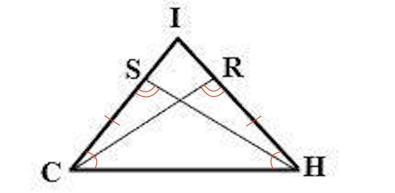 Copy the problem, mark the givens in the diagram. Given: CS ≅ HR, ∠CHS ≅ ∠HCR, ∠CSH-example-1