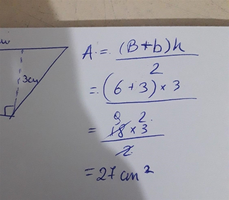 Find the area. 6 cm 3 cm 3 cm square centimeters-example-1