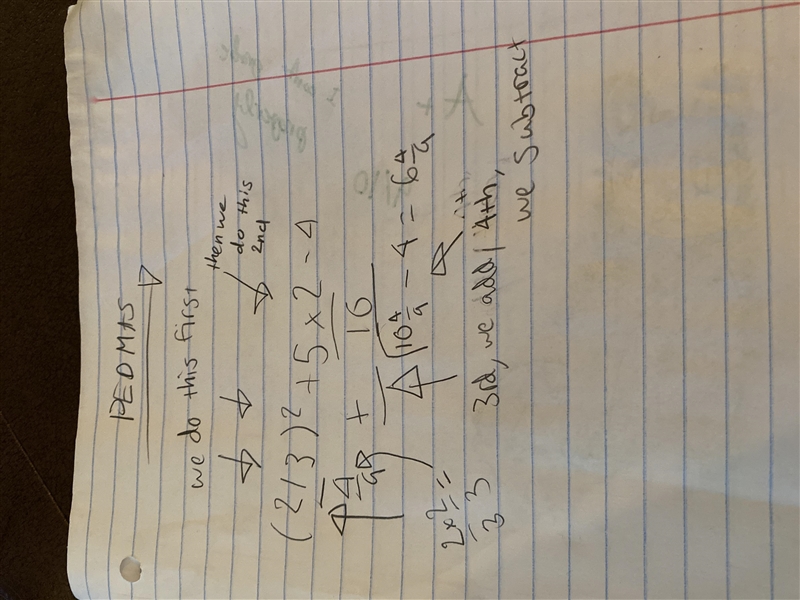 What is the value of the expression shown below? (2/3)²+5×2-4-example-1