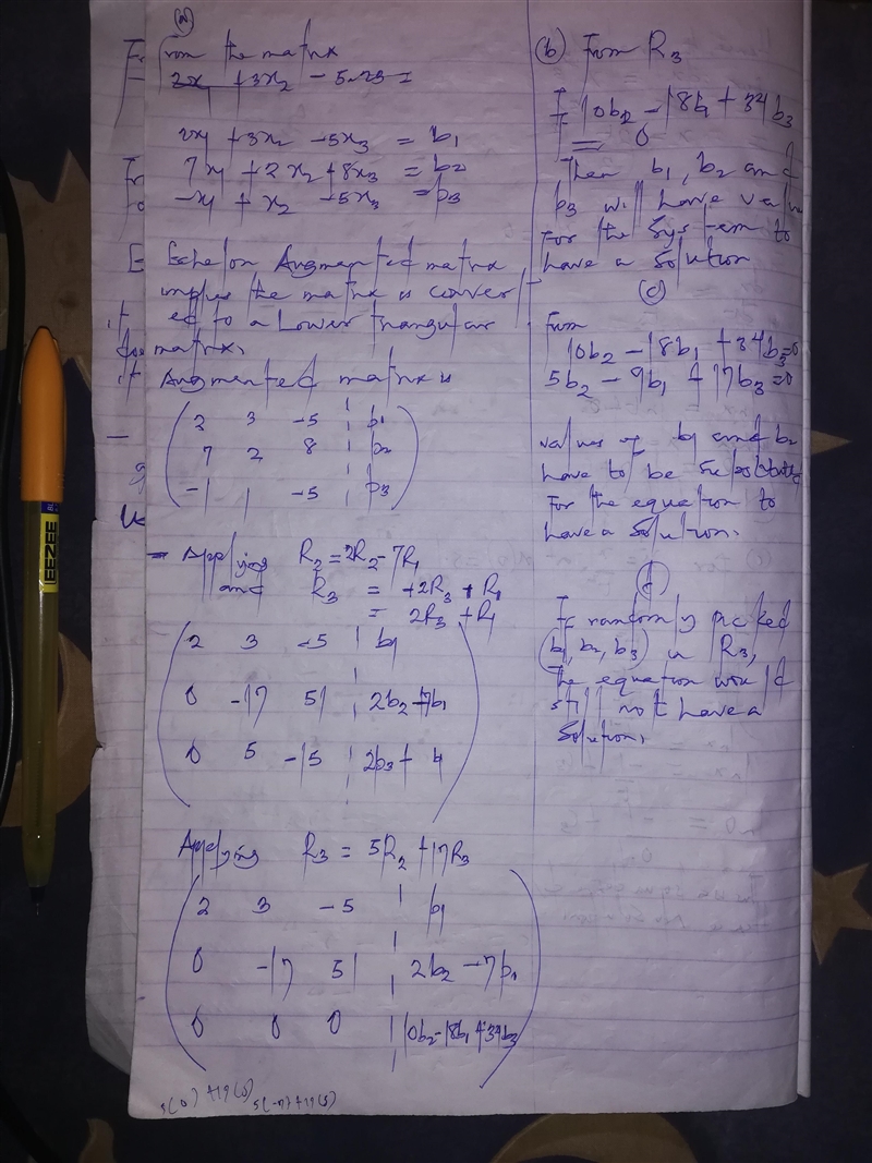 Consider the linear system 211 + 3x2 - 5.23 = b 7.01 + 2.02 + 813 = b2 -X1 + 12 - 5.23 = b-example-1