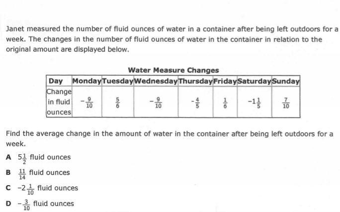 Janet measured the number of fluid Ounces of water in a container after being left-example-1