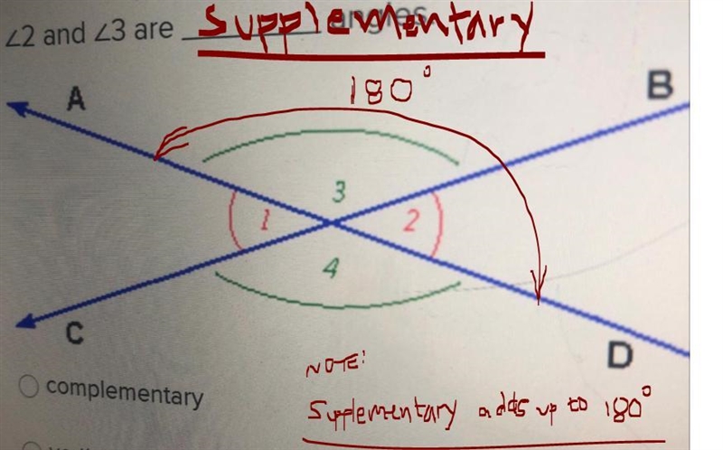 <2 and <3 are ____ angles complementary vertical congruent supplementary-example-1