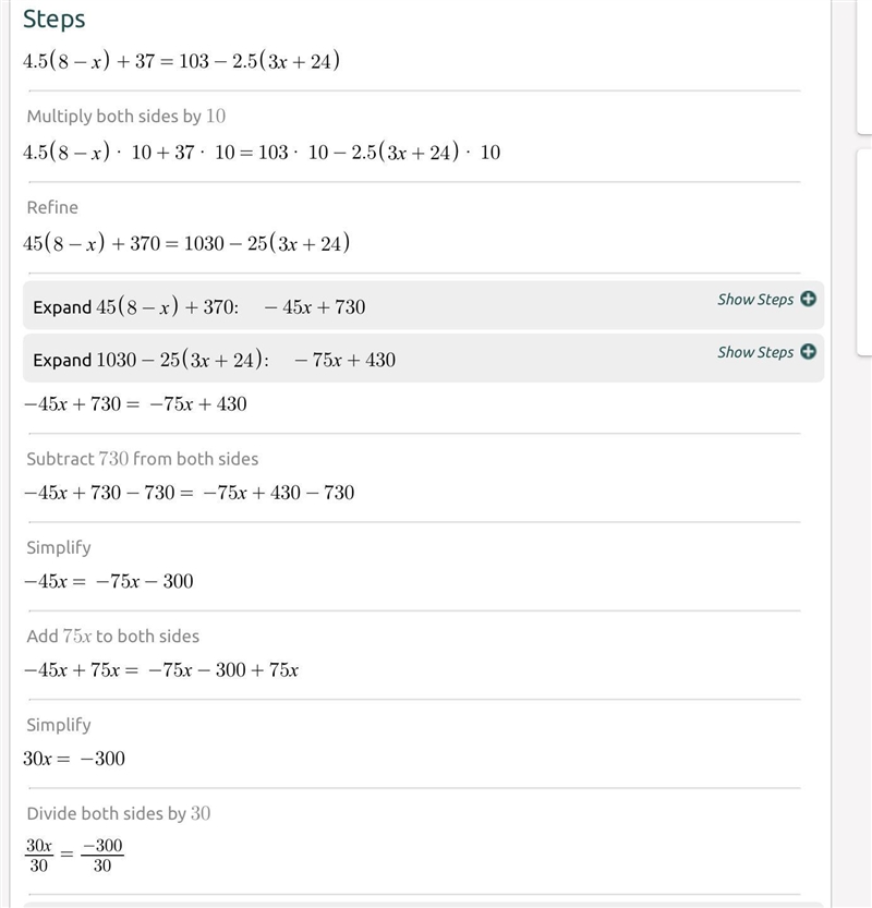 4.5(8-x)+37=103-2.5(3x+24)-example-1