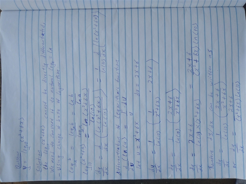 Differentiate Functions of Other Bases In Exercise, find the derivative of the function-example-1