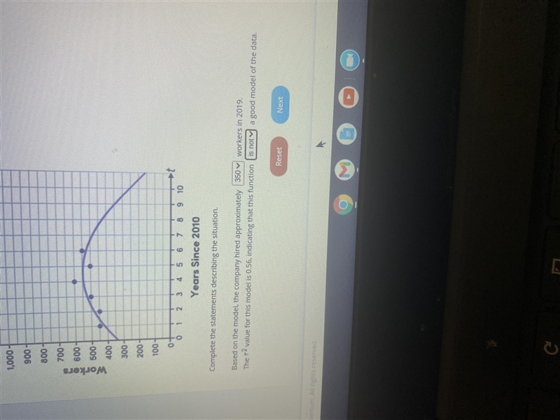 A large manufacturing company models the number of workers it hired each year after-example-1