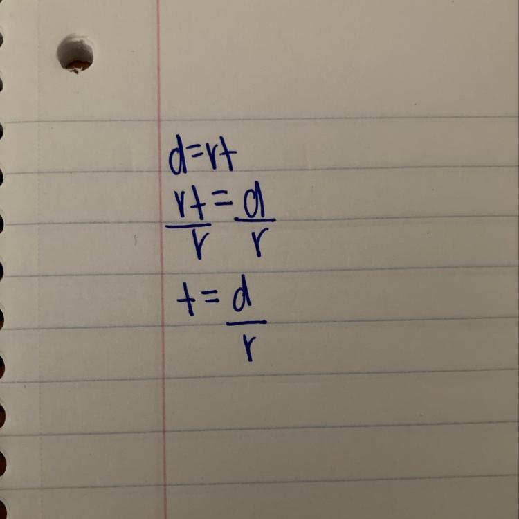 Solve for t in the scientific formula d=rt t = ______​-example-1