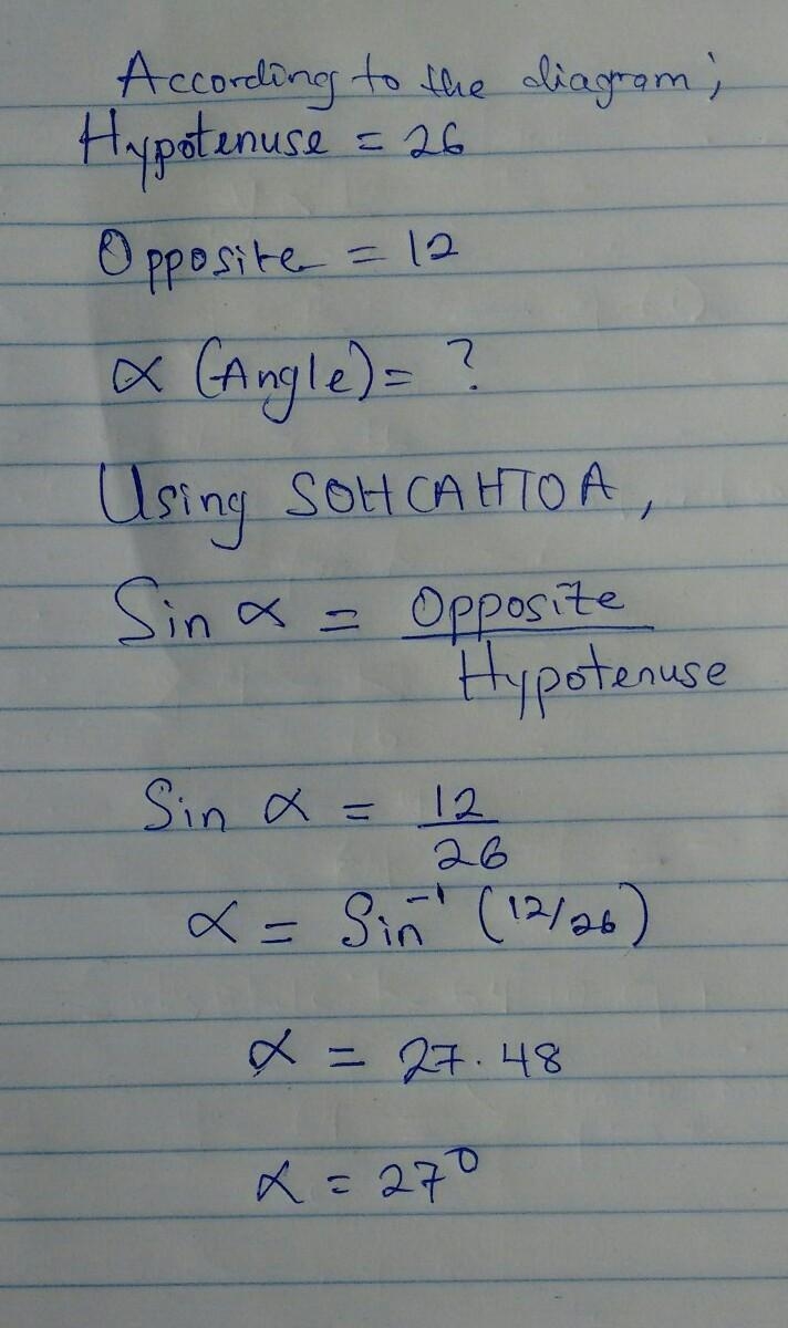 find the measure of the angle marked with a? Using inverse trig functions. Round your-example-1