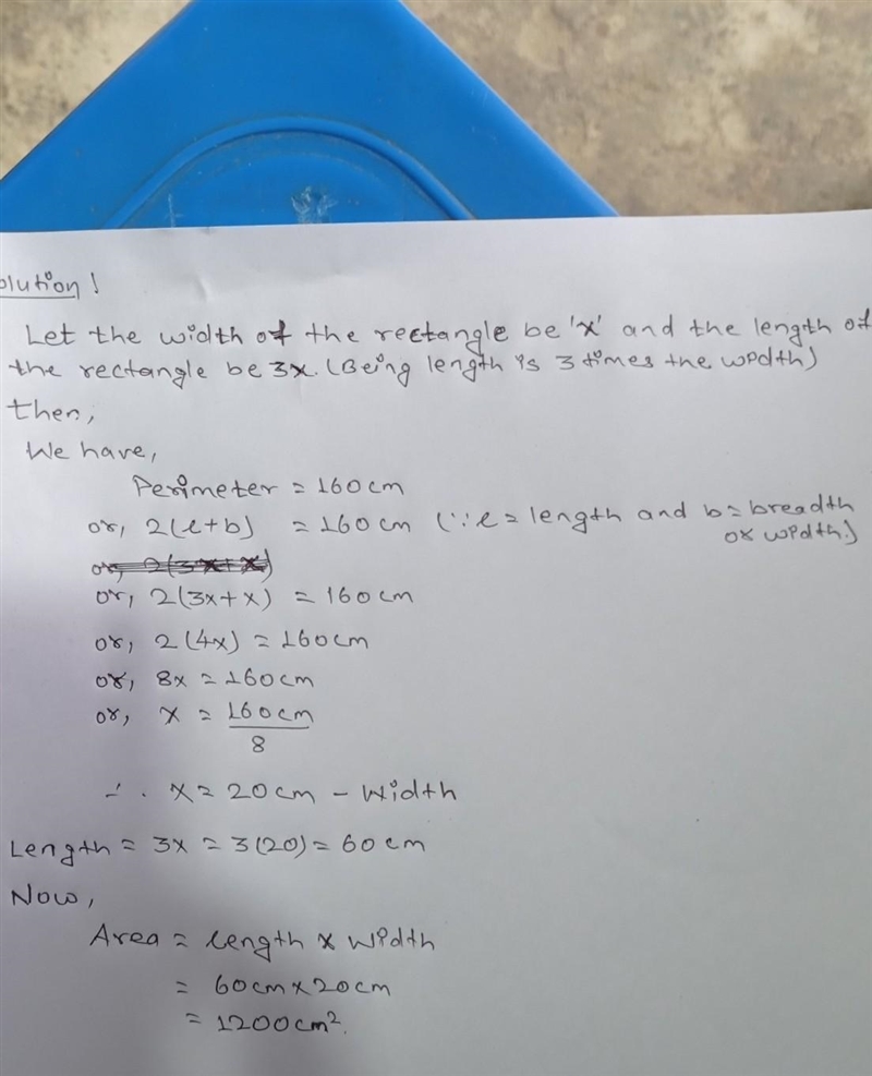 The length of a rectangle is three times its width. If the perimeter of the rectangle-example-1