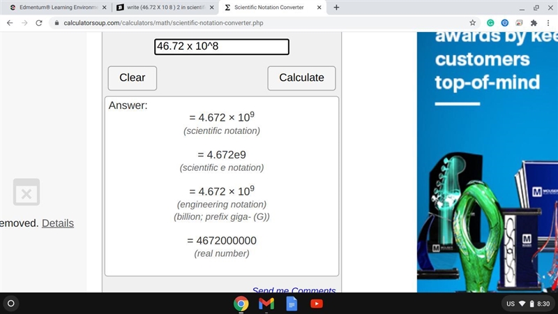 Write (46.72 X 10 8 ) 2 in scientific notation-example-1