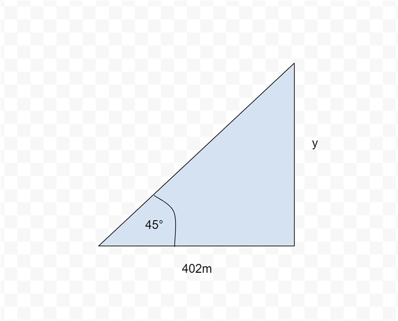 The angle of elevation from the top of a building to the top of another is 45°. The-example-1