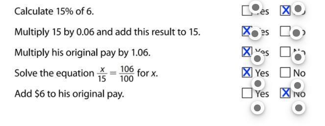 Gary's pay is $15 per hour. He receives a 6% pay raise. Which method can Gary use-example-1