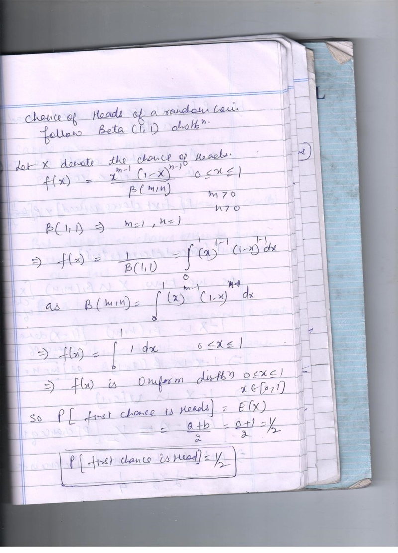 1. The chance of heads of a random coin is picked according to the beta (1,1) distribution-example-1