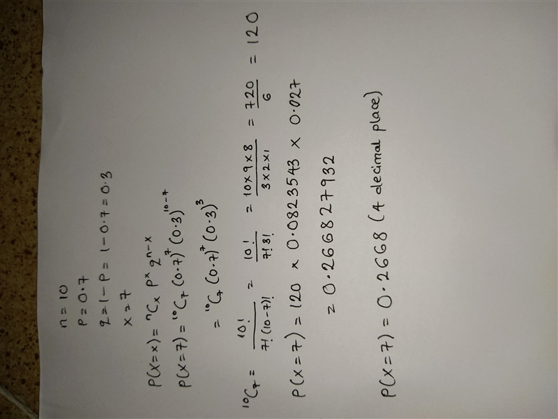 A binomial probability experiment is conducted with the given parameters. Compute-example-1