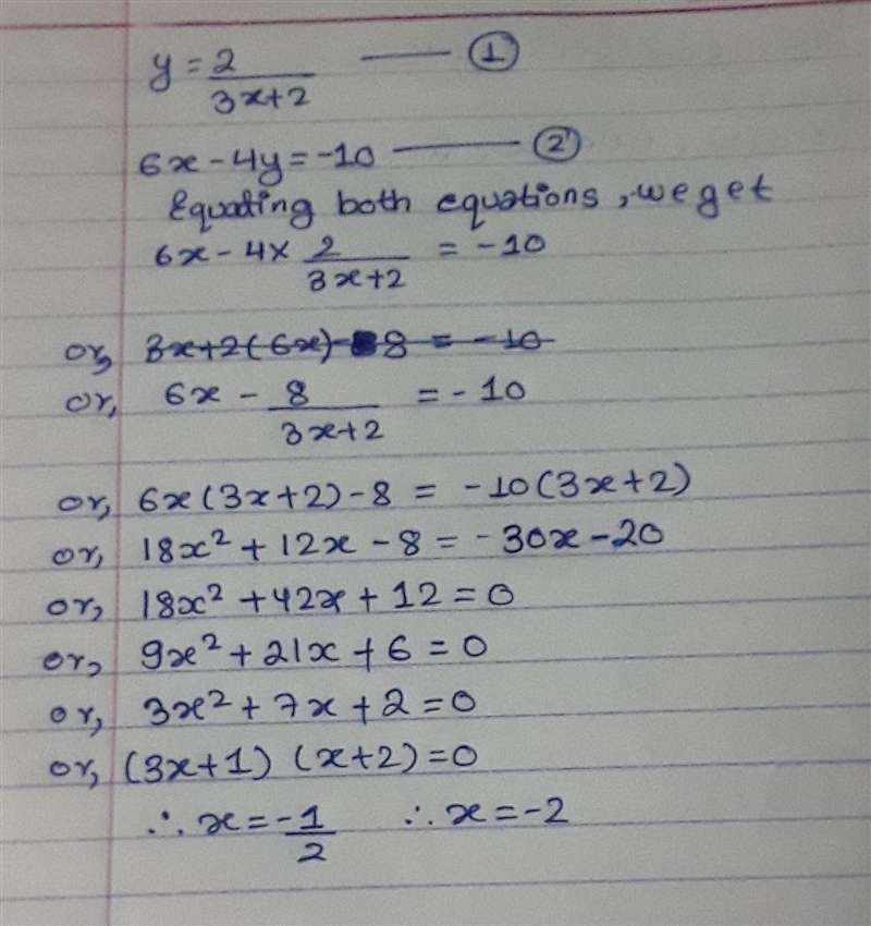 How many solutions does this linear system hacve y=2/3x+2 6x-4y=-10-example-1