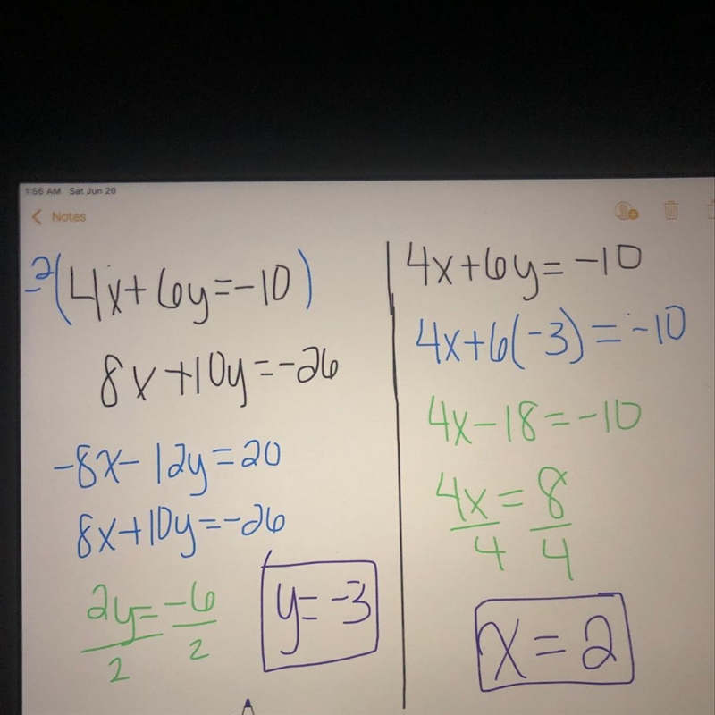 4x+6y=-10 8x+10y=-26 solve the system of the linear equation-example-1