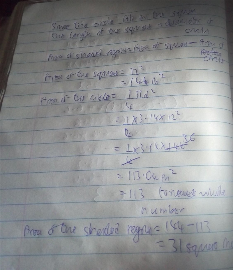 the Circle fit in a square with a side of 12 inches what is the approximate area of-example-1