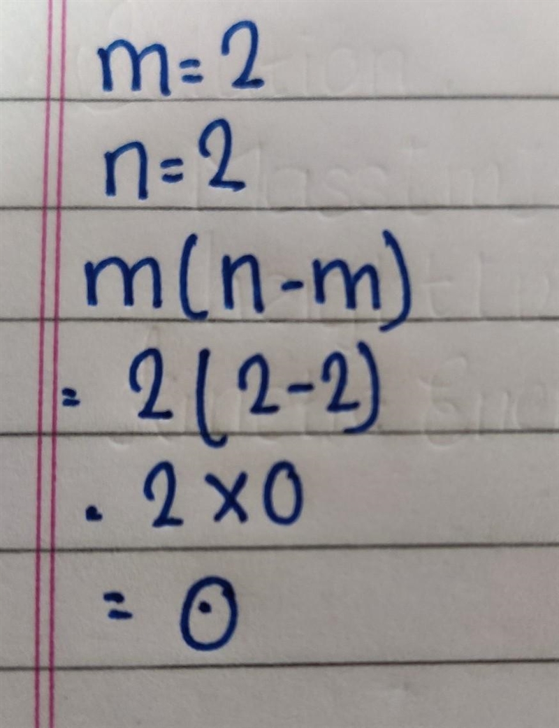 Evaluate m(n-m) ; use m = 2, and y = 2​-example-1