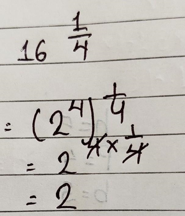 What is the simplified value of the exponential expression 16^1/4 1/2 1/4 2 4-example-1